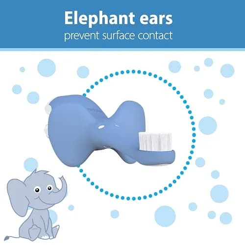 Dr. Brown's Infant-to-Toddler Toothbrush and Toothpaste Set, Blue Elephant, 40g (1.4oz) | BPA-Free, Fluoride-Free Oral Care for Ages 0-3 thumbnail 5