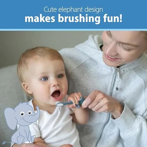 Dr. Brown's Infant-to-Toddler Toothbrush and Toothpaste Set, Blue Elephant, 40g (1.4oz) | BPA-Free, Fluoride-Free Oral Care for Ages 0-3 thumbnail 8