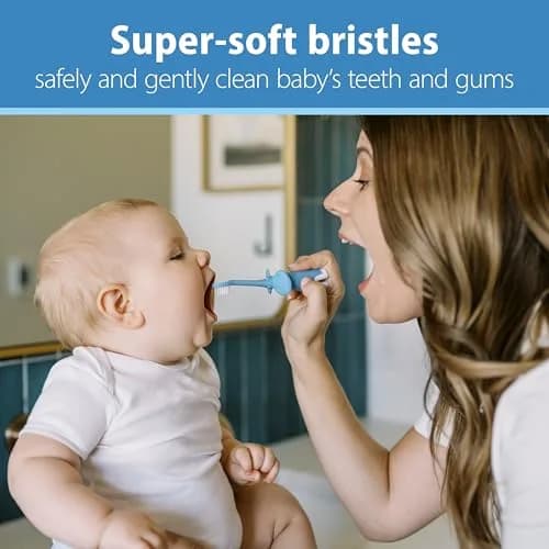 Dr. Brown's Infant-to-Toddler Toothbrush and Toothpaste Set, Blue Elephant, 40g (1.4oz) | BPA-Free, Fluoride-Free Oral Care for Ages 0-3 thumbnail 3