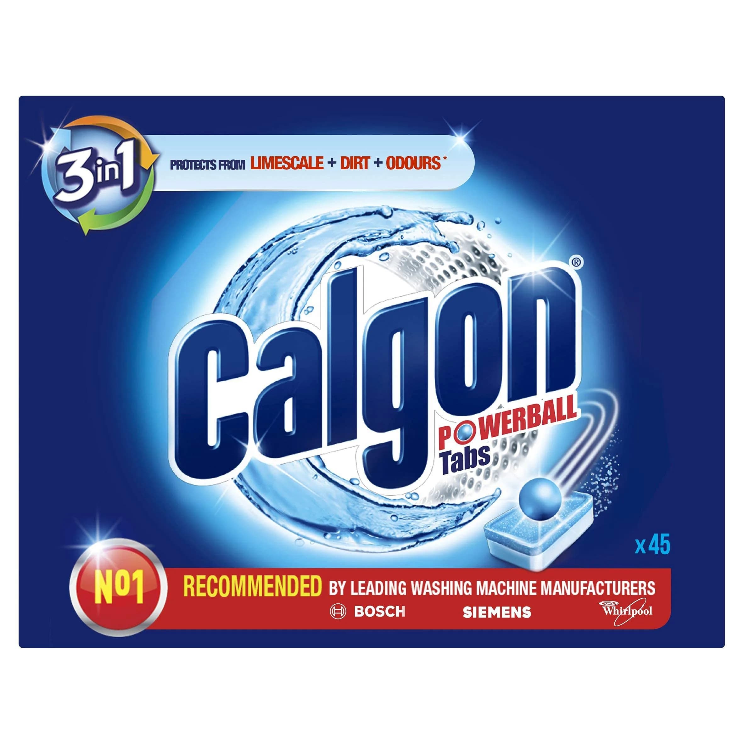 Calgon Tablets 3-In-1 Water Softener, 45 Tablets | Protects Washing Machine & Clothes