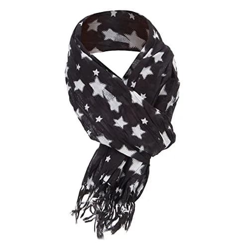 Hatiya Cotton Scarf with Stars - Black | Stylish, Soft, Summer Accessory thumbnail 2