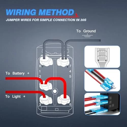 MICTUNING Blue 5-Pin Rocker Switch 20A 12V | SPST On-Off with Jumper Wires & LED Illumination thumbnail 5