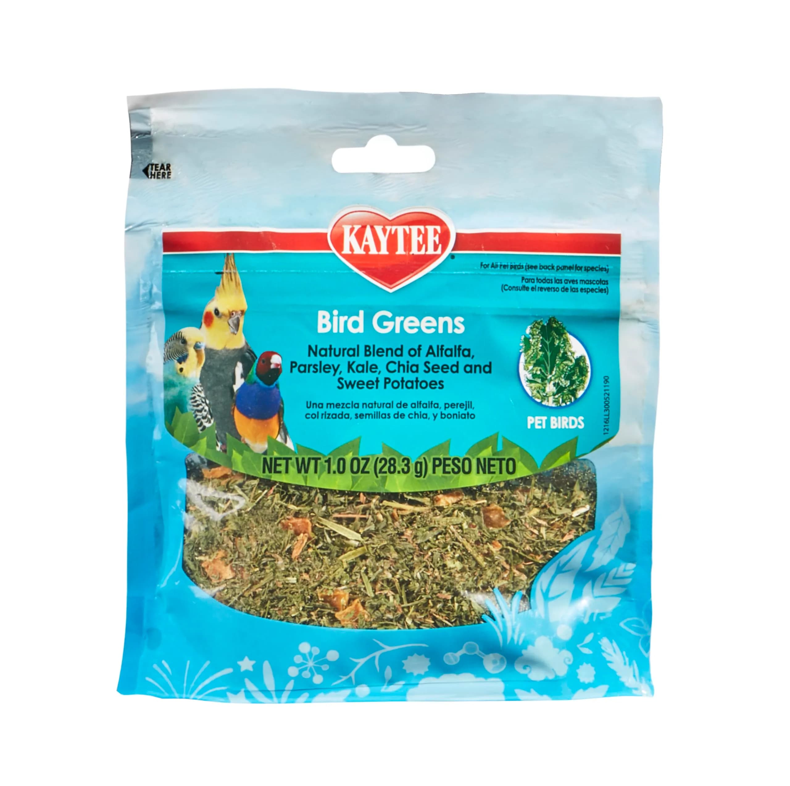 Kaytee Bird Greens Treat 1 oz (28.35 g) | Natural Foraging Blend for All Pet Birds - main product image