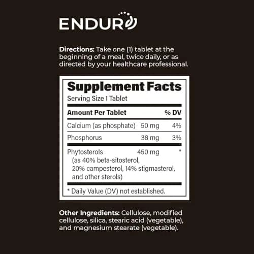 Endurance Products Phytosterols 450mg | Cholesterol & Prostate Support, 180 Tablets thumbnail 6