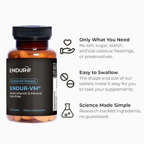 Endurance Products ENDUR-VM® Sustained Release Multivitamin Without Iron, 150 Tablets | Supports Heart & Overall Wellness thumbnail 5