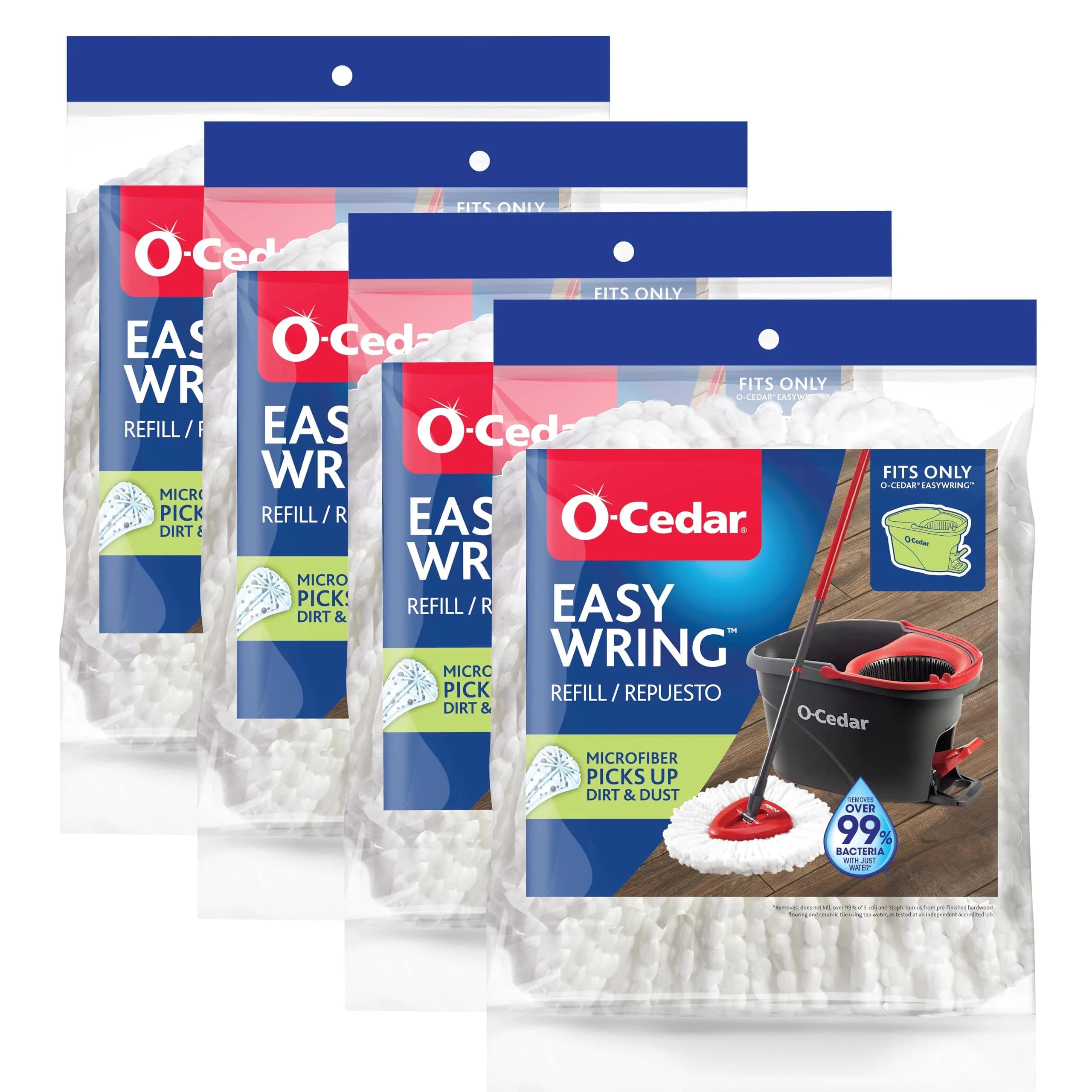 O-Cedar EasyWring Spin Mop Microfiber Refill (Pack of 4) thumbnail 1