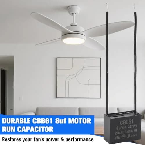 Podoy CBB61 Ceiling Fan Capacitor 8uF 250VAC 2-Wire | UL Listed for Safety thumbnail 7