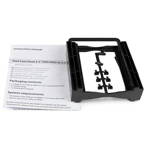 StarTech.com Dual 2.5in SSD HDD to 3.5in Tool-Less Bracket (BRACKET225PT) | Mount Two Drives in One Bay thumbnail 3
