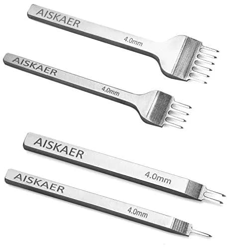 Aiskaer Leather Stitching Punch Set 4mm White Steel 1/2/4/6 Prong | Diamond Chisel Tools for Leather Craft DIY thumbnail 3