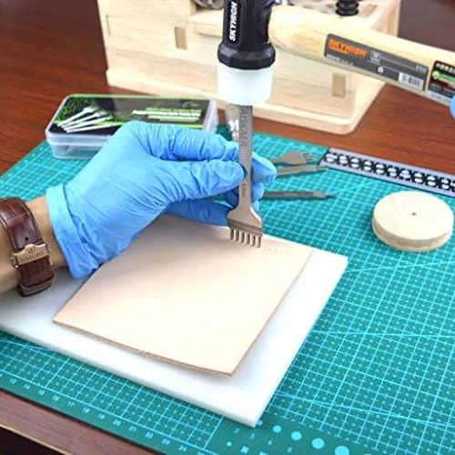 Aiskaer Leather Stitching Punch Set 4mm White Steel 1/2/4/6 Prong | Diamond Chisel Tools for Leather Craft DIY thumbnail 4