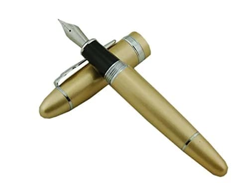 Lanxivi Jinhao 159 Fountain Pen Champagne Color Silver Trim with Pen Pouch, 14.8cm (5.8in) | Smooth Ink Flow thumbnail 3