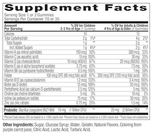 OLLY Kids Multivitamin & Probiotic Gummy, Blissful Berry, 70 Count (2.47 oz) | Digestive & Immune Support thumbnail 6