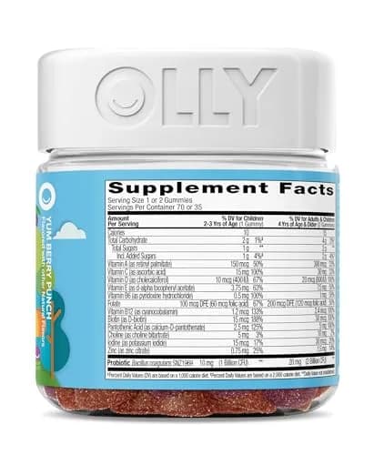 OLLY Kids Multivitamin & Probiotic Gummy, Blissful Berry, 70 Count (2.47 oz) | Digestive & Immune Support thumbnail 7