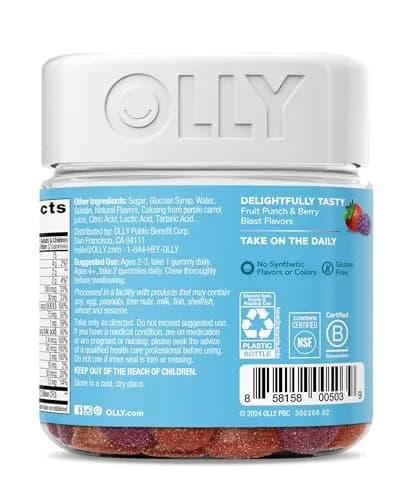 OLLY Kids Multivitamin & Probiotic Gummy, Blissful Berry, 70 Count (2.47 oz) | Digestive & Immune Support thumbnail 8
