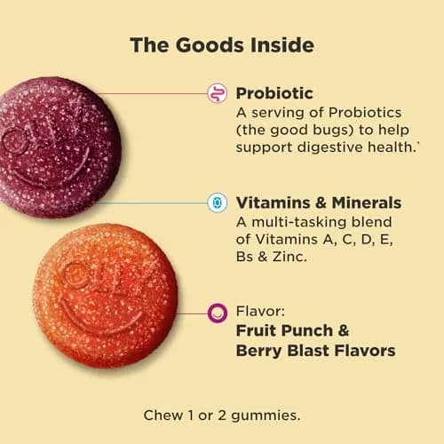 OLLY Kids Multivitamin & Probiotic Gummy, Blissful Berry, 70 Count (2.47 oz) | Digestive & Immune Support thumbnail 2
