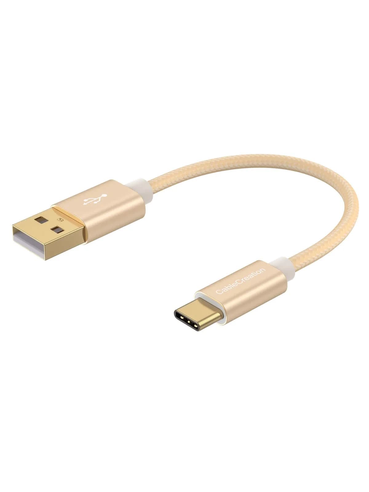 CableCreation Short USB A to USB C Cable 6 inch (15cm) | 60W Fast Charging & 480Mbps Data Sync — Gold