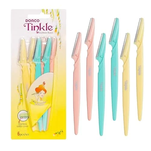 Tinkle Dermaplaning Tool 6ct | Safe Peach Fuzz Remover for Women, Eyebrow & Face Shaver, Travel-Ready thumbnail 1