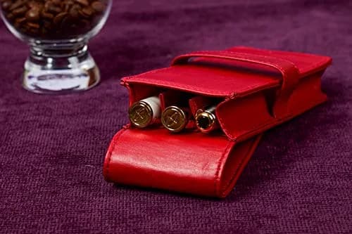 DiLoro Leather Double Pen Case Holder Red | Genuine Full Grain Leather for 2 Pens thumbnail 5