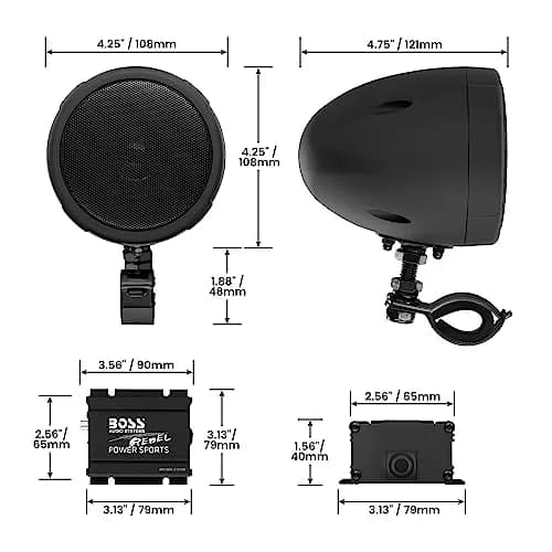 BOSS Audio Systems MCBK470B 3 Inch Motorcycle Speakers & Class D Amplifier | Weatherproof Bluetooth Sound System thumbnail 7