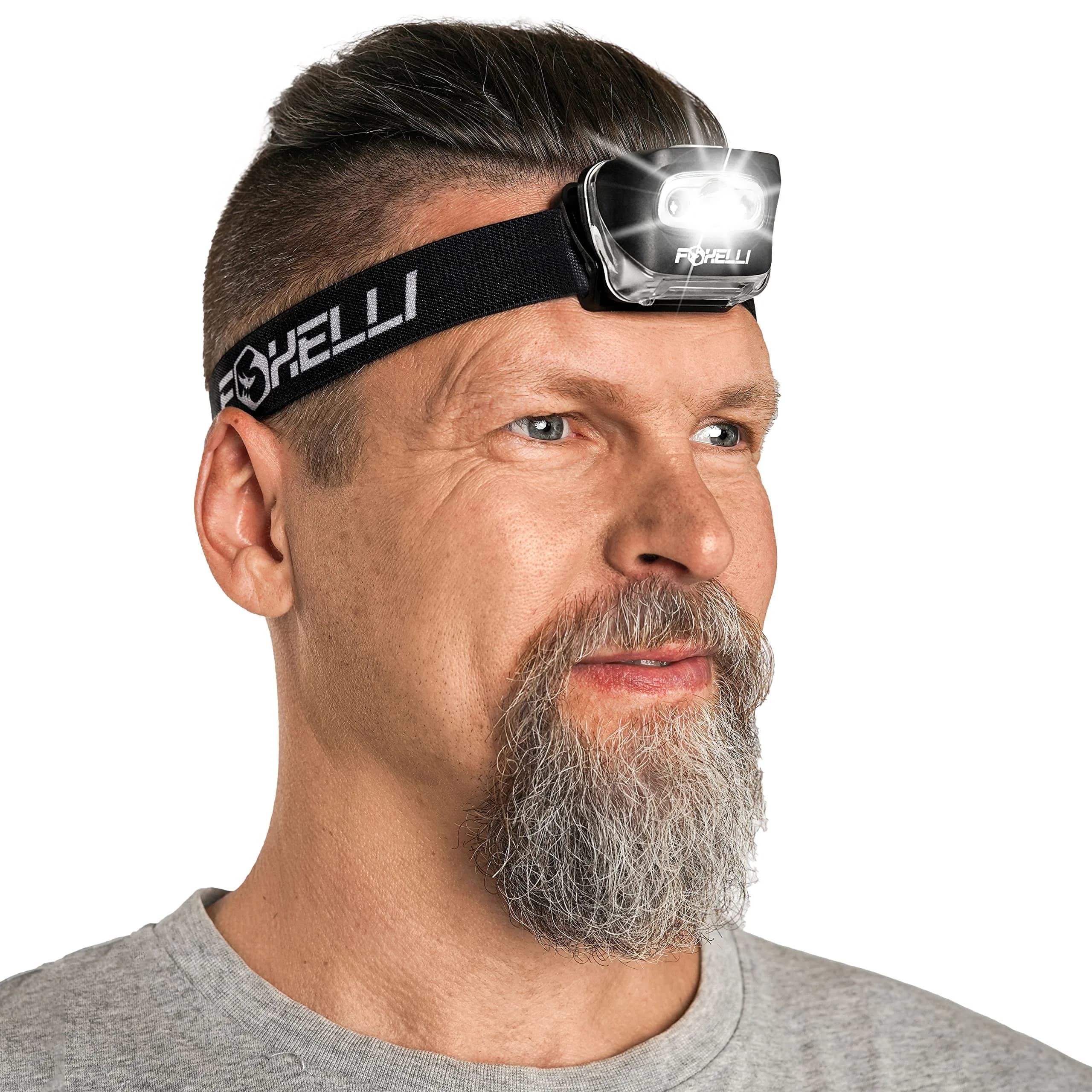 Foxelli MX20 LED Headlamp 165 Lumens (3.2 oz / 90.7 g) | Bright White & Red Light for Camping, Hiking, Running