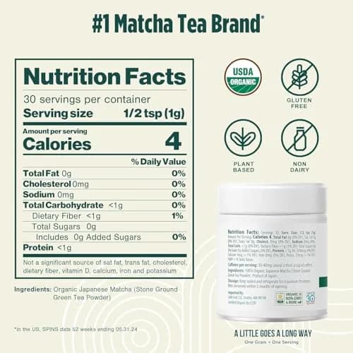 Jade Leaf Ceremonial Grade Matcha Powder, 30g / 1.06oz Tin | First-Harvest Organic Japanese Matcha thumbnail 2