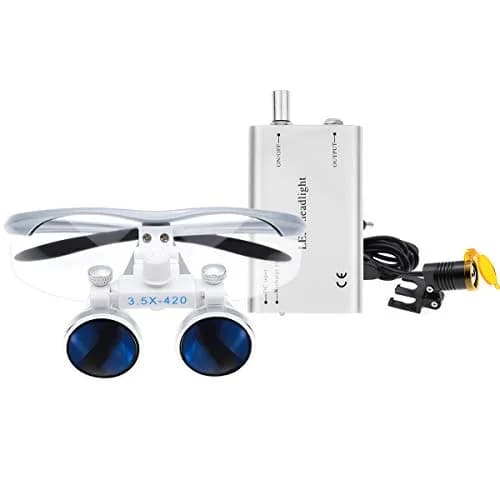 Dental Power 3.5x Magnification Loupes with LED Headlight 420mm Working Distance | Professional Dental Magnifier Set thumbnail 1
