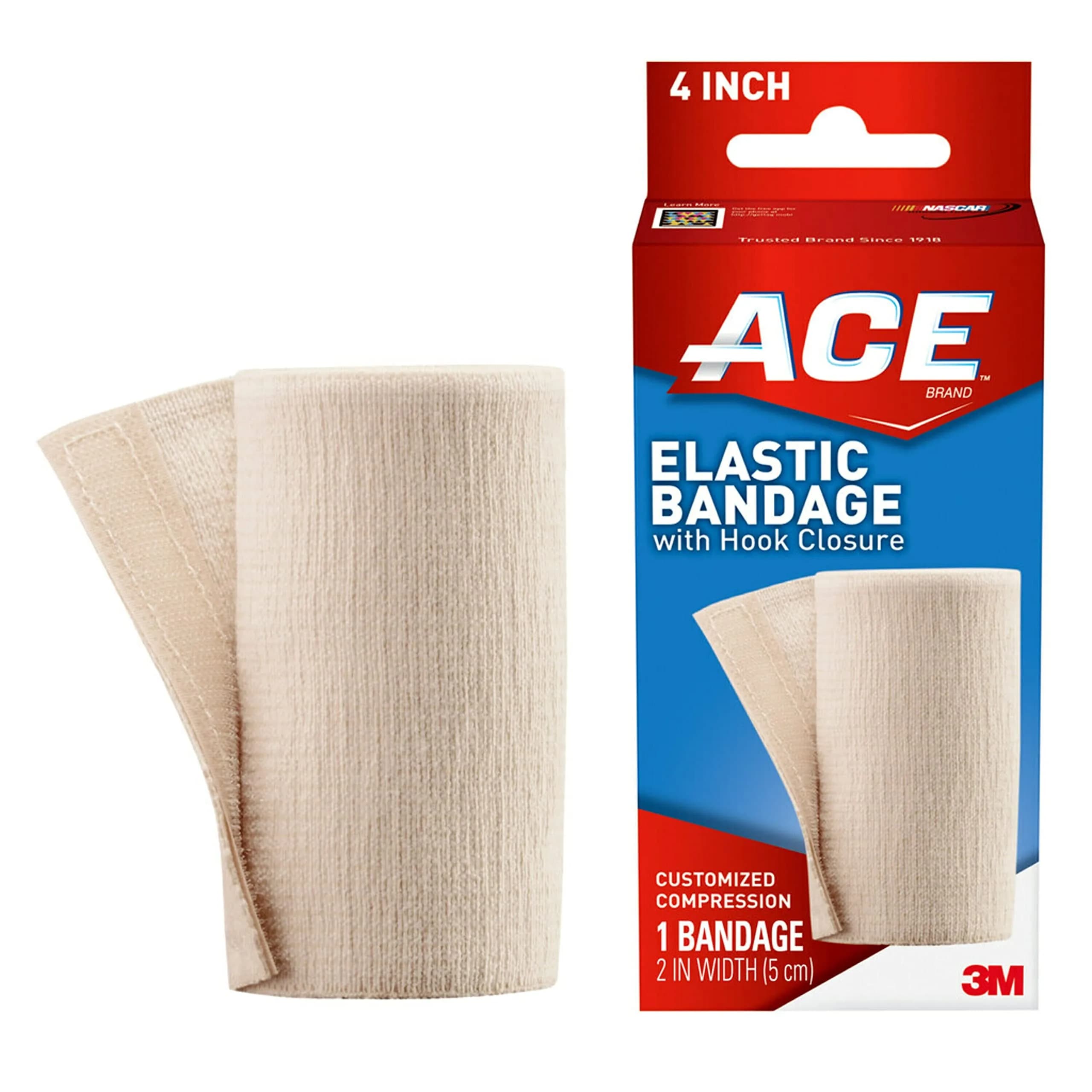 ACE Brand Elastic Bandage with Clips 4" (10.16 cm) | Moderate Support for Sprains & Soreness - main product image