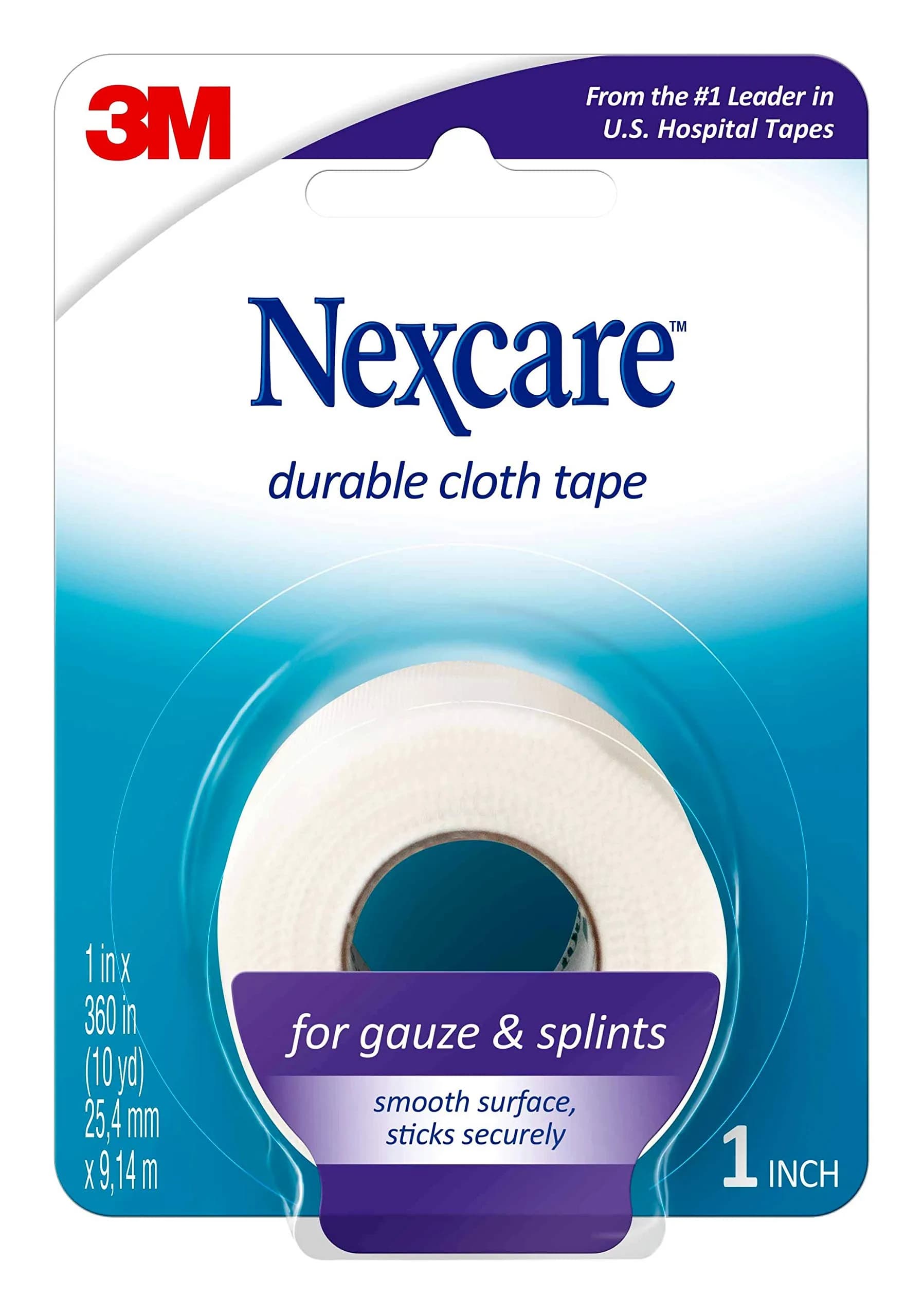 Nexcare Durapore Durable Cloth Tape 1 Inch x 10 Yards (2.54 cm x 9.14 m) | Hypoallergenic Wound Dressing