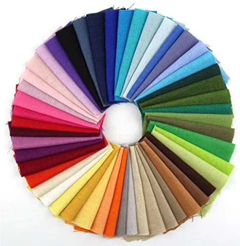 RayLineDo Linen Fabric Squares 10cm x 10cm | 50 Color Patchwork Bundle for Crafts thumbnail 1