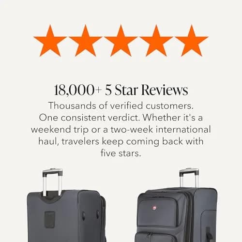 SwissGear Sion Softside Expandable Spinner Luggage Large Checked Grey | Durable Lightweight Travel Suitcase thumbnail 9