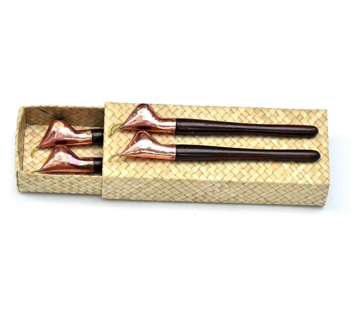 2cloud9 Tjanting Tool for Batik Making, Set of 4 | Handmade Copper Wax Applicators — Brown