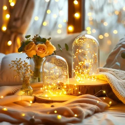 Minetom 100Ft 300LED Warm White Fairy Lights | Steady On, Copper Wire, IP44 Waterproof thumbnail 2