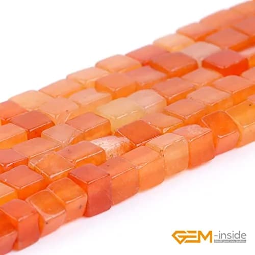 GEM-INSIDE CREATE YOUR OWN FASHION Natural 4mm Square Cube Stone Beads | Red Aventurine Jewelry Gemstone for Handmade Crafts thumbnail 3
