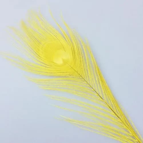 Shekyeon Natural Peacock Feathers, 10-12 Inch (25-30cm) Bleached Plume, Pack of 10 (Yellow) | Wedding & Table Centerpiece Craft Supply thumbnail 2