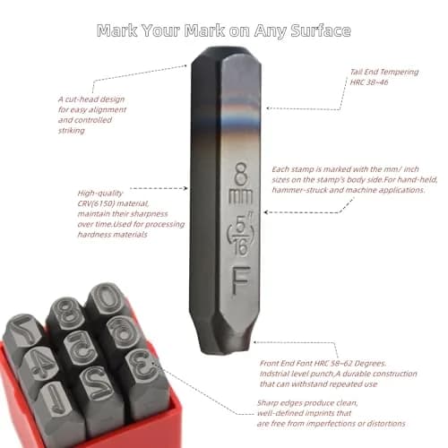 WKSTOOL Heavy Duty Steel Stamp Uppercase Letters 3mm (1/8") | Precision Metal Stamping for Jewelry & Crafts thumbnail 3