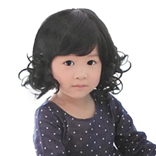 OMORFIEER Kids Black Curly Wig 40-51cm | Adjustable, Heat Friendly, Cosplay Wig thumbnail 1