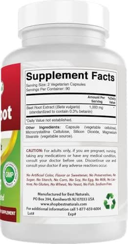 Best Naturals Beet Root Powder 500 Mg Capsules | 180 Count | Rich in Betanin & Vitamins, Supports Energy & Gut Health thumbnail 6