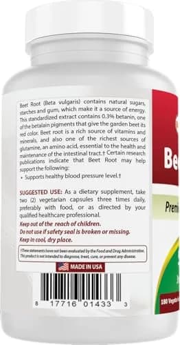 Best Naturals Beet Root Powder 500 Mg Capsules | 180 Count | Rich in Betanin & Vitamins, Supports Energy & Gut Health thumbnail 7