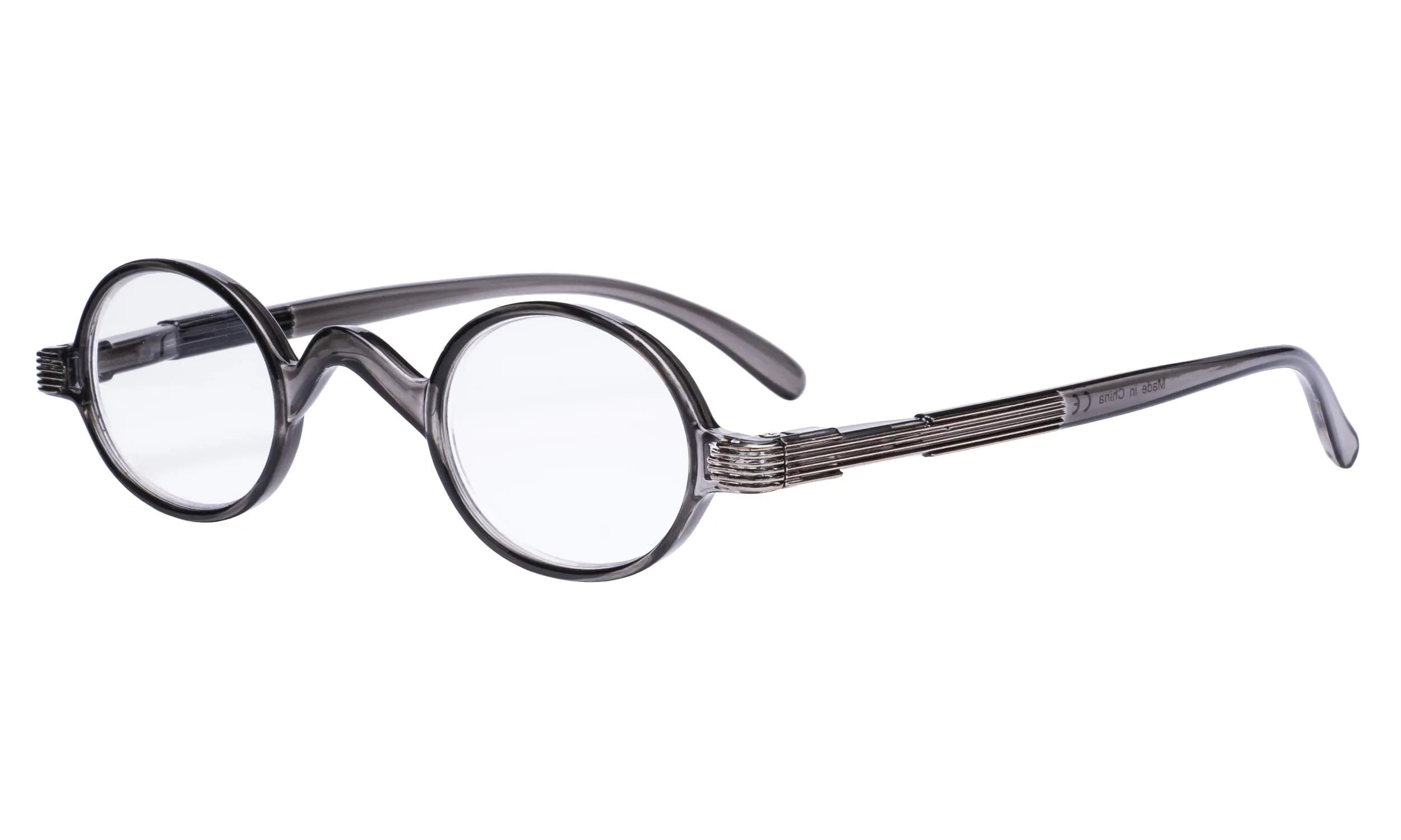 Eyekepper 1.75 Diopter Round Reading Glasses for Men & Women, Tortoise Frame | Spring Hinges, Scratch-Resistant Lenses — Grey