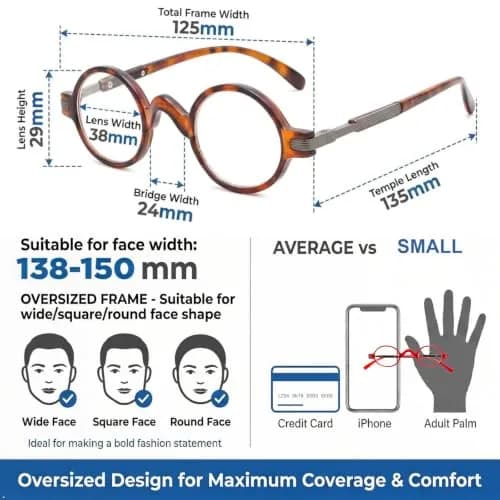Eyekepper 1.75 Diopter Round Reading Glasses for Men & Women, Tortoise Frame | Spring Hinges, Scratch-Resistant Lenses thumbnail 5