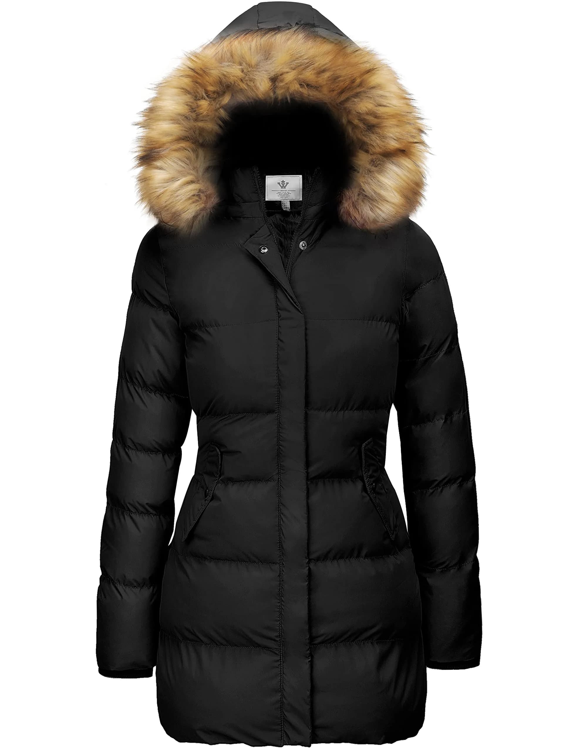 WenVen Women's Winter Coat Thicken Long Puffer Parka Jacket, Black, M | Waterproof & Windproof with Faux Fur Hood - main product image
