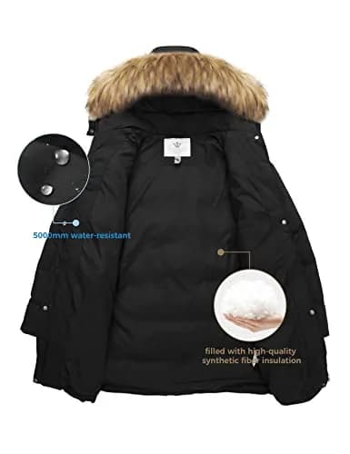 WenVen Women's Winter Coat Thicken Long Puffer Parka Jacket, Black, M | Waterproof & Windproof with Faux Fur Hood thumbnail 5