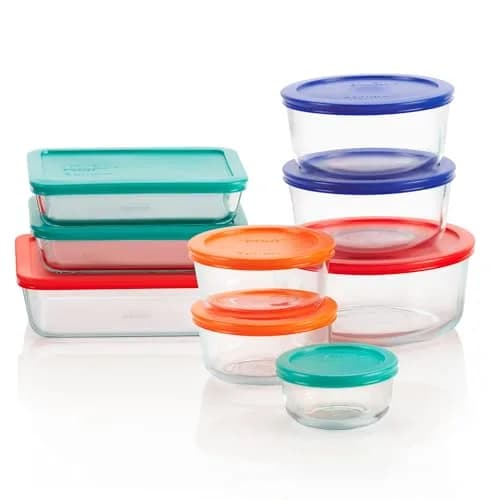 Pyrex Simply Store 9-Pack Mixed Glass Food Storage Set with Lids | 30 Cups Total Capacity thumbnail 1