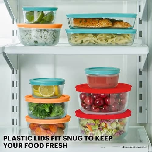 Pyrex Simply Store 9-Pack Mixed Glass Food Storage Set with Lids | 30 Cups Total Capacity thumbnail 4