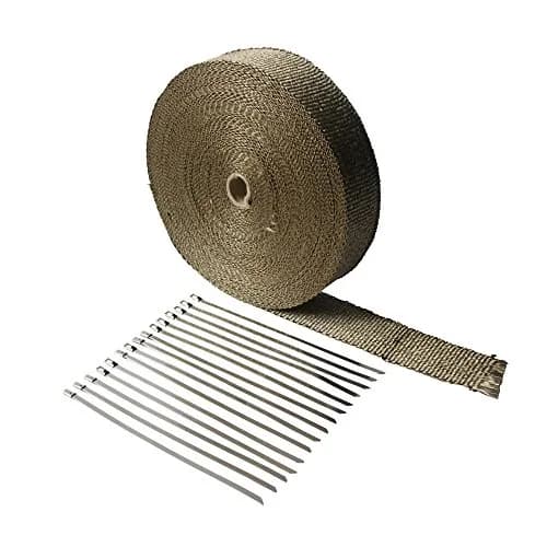 LEDAUT Titanium Exhaust Heat Wrap 2" x 100ft (60.96m) with 16 Stainless Steel Ties | Reduces Under-Hood Temps Up to 50% thumbnail 1