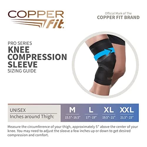 Copper Fit Pro Series Compression Knee Sleeve X-Large Black | Embedded Kinesiology Tape for Targeted Support thumbnail 3