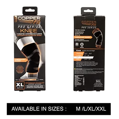 Copper Fit Pro Series Compression Knee Sleeve Brace for Athletic Recovery & Support 25.4 cm (10 in) | Medical Device thumbnail 6