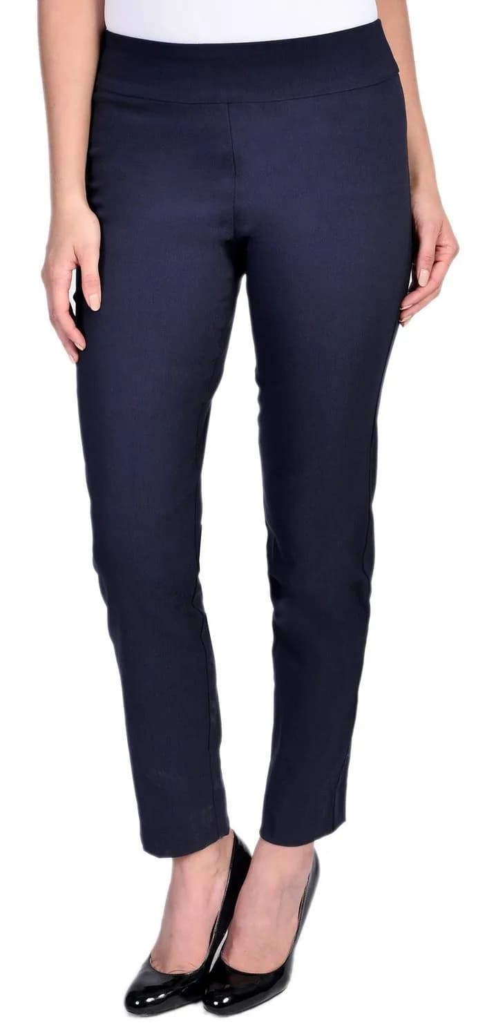 Krazy Larry Women's Pull on Ankle Pants Navy 6 | Comfortable Stretch Fabric with Tummy Control