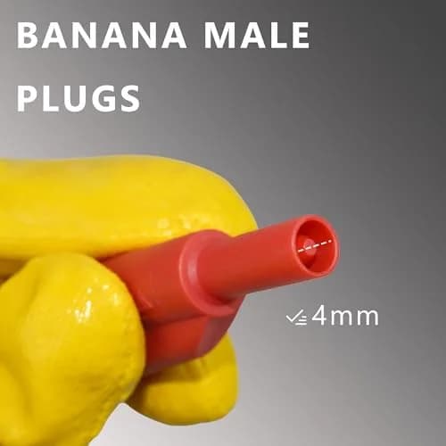 ZIBOO ZB-X13 Stackable Banana Plug Test Leads 1m (3.3ft) | 1000V Rated, 4mm Banana Male Plugs, Red & Black (2-Pack) thumbnail 4