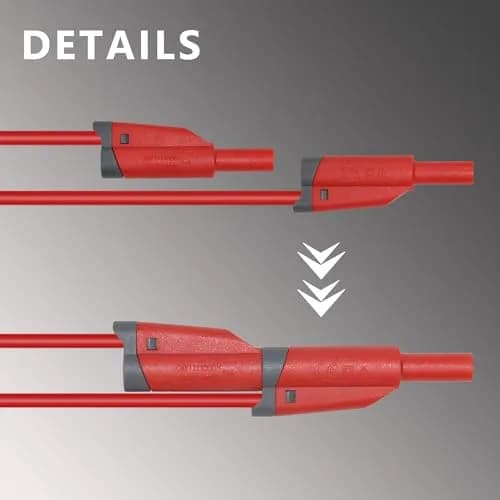 ZIBOO ZB-X13 Stackable Banana Plug Test Leads 1m (3.3ft) | 1000V Rated, 4mm Banana Male Plugs, Red & Black (2-Pack) thumbnail 6